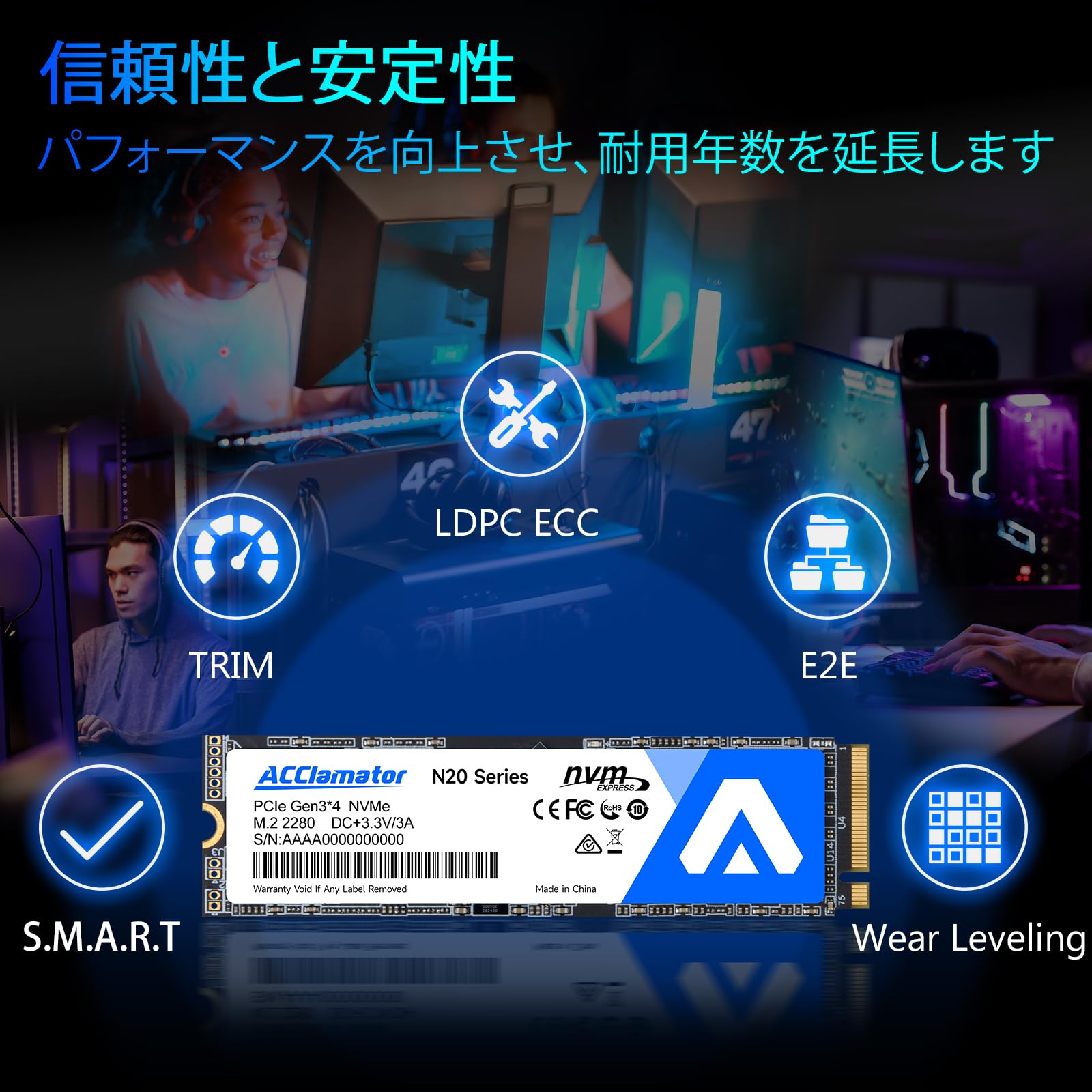 Amazon | Acclamator SSD 256GB NVMe M.2 2280 PCIe Gen3.0×4 読込最大